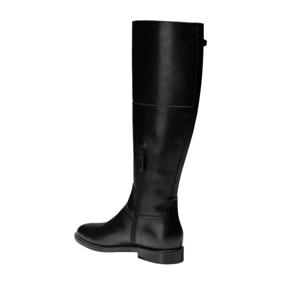 New Cole Haan Leather Round Toe Black Knee High Riding Boots Women’s 7.5B - Picture 2 of 12